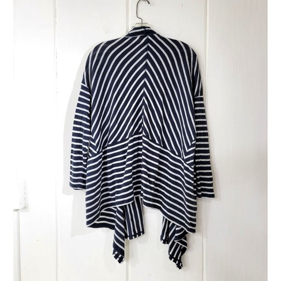 Jones New York Blue and White Striped Open Front Cardigan - Picture 2 of 5